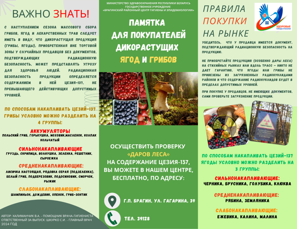 Памятка для покупателей дикорастущих ягод и грибов